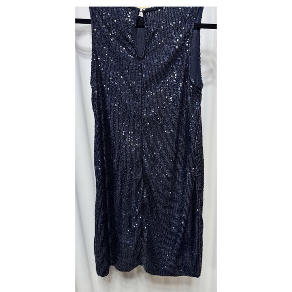 Marina Navy Blue Sequin Beaded Slip Dress Size 6 Made In USA Cocktail Party - Picture 2 of 7